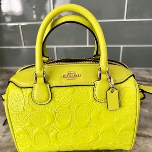 Coach mini tote with shoulder strap lime green